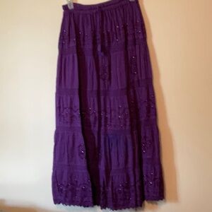 Purple Tiered Maxi Skirt for Casual Wear